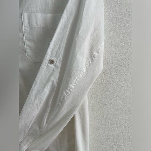 Eileen Fisher white classic button down shirt | pajama style organic cotton | S - Picture 9 of 15